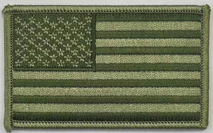 USA FLAG PATCH, OD GREEN / OD GREEN - SEW ON.